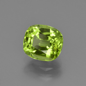 Peridoto verde natural 2,48ct, almofada cortada, VS