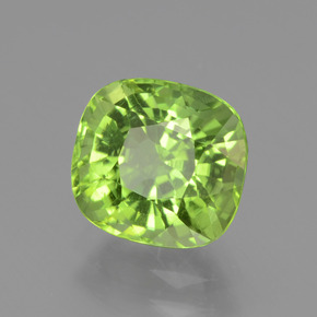 Peridoto verde natural 2,47ct, almofada cortada, VS