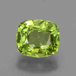 Peridoto verde vivo Natural 2.24ct, Almofada cortada, VVS-VS