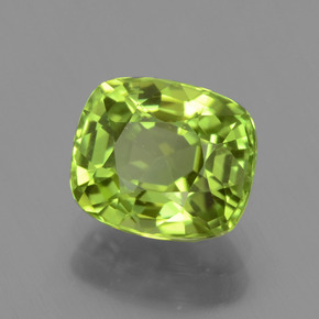 Peridoto verde vivo Natural 2.24ct, Almofada cortada, VVS-VS