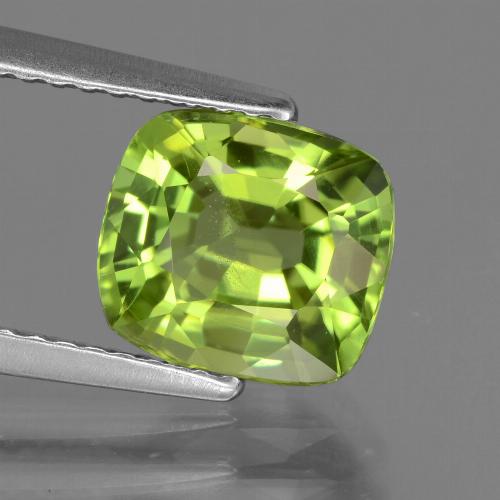 Peridoto Verde amarelado Natural 2,07ct, Almofada cortada, VS