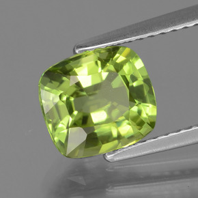Peridoto Verde amarelado Natural 2,07ct, Almofada cortada, VS