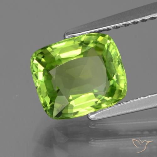 Peridoto verde vivo Natural 2.28ct, Almofada, VS
