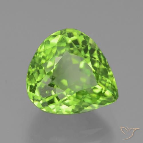 Peridoto verde natural 4,74ct, formato de pêra, VS