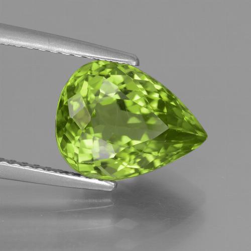 Peridoto verde natural 4,00ct, formato de pêra, VS