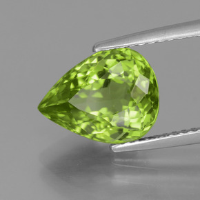 Peridoto verde natural 4,00ct, formato de pêra, VS