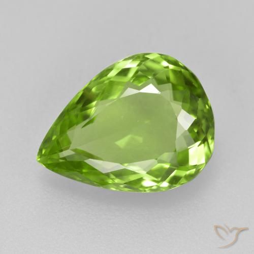 4.11ct Natural Verde médio Peridoto, Formato de pêra, VS
