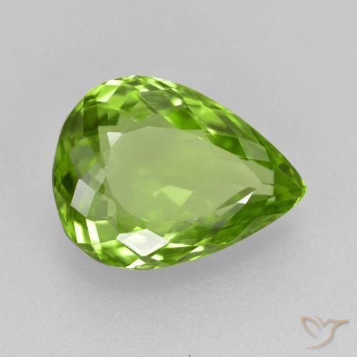 Peridoto verde natural 4,11ct, formato de pêra, VS