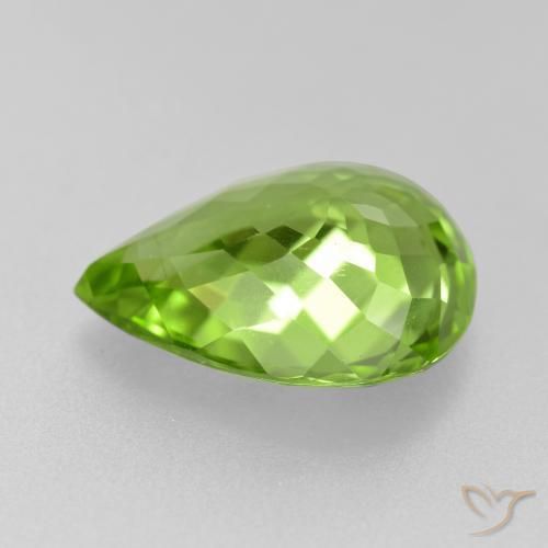 Peridoto verde natural 4,11ct, formato de pêra, VS