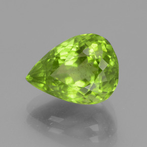 Peridoto verde natural 4,48ct, formato de pêra, VS