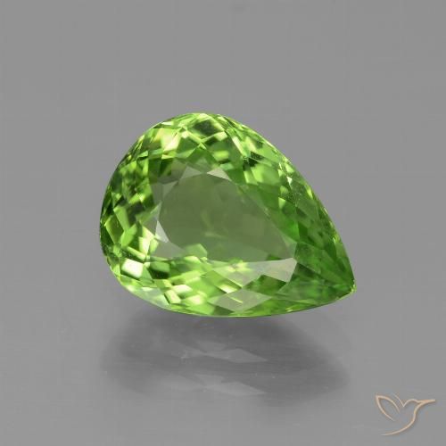 Peridoto verde natural 3,60ct, formato de pêra, VVS-VS