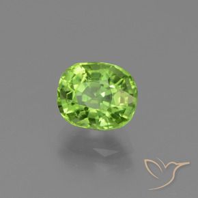 Peridoto verde vivo Natural 2.13ct, Almofada, VVS-VS