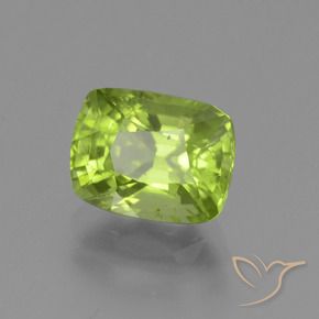 Peridoto verde vivo Natural 2.52ct, Almofada, VS