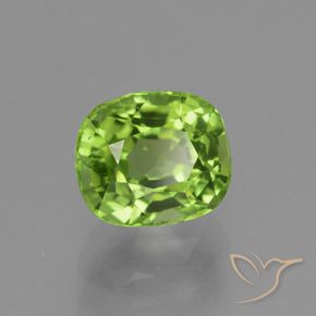 Peridoto verde vivo Natural 2.30ct, Almofada, VVS-VS