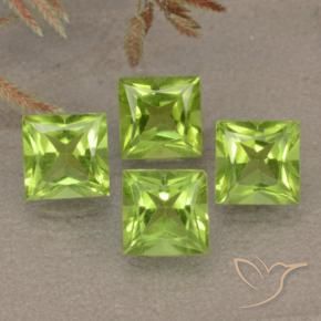 Pedras preciosas de Peridoto Verde médio natural de 2.93 ct, Quadrado, VS