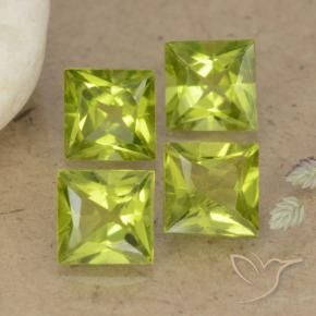 Pedras preciosas de Peridoto Verde amarelado vivo natural de 3.05 ct, Quadrado, VS