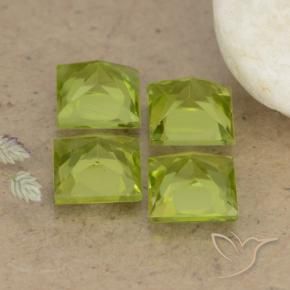 Pedras preciosas de Peridoto Verde amarelado vivo natural de 3.05 ct, Quadrado, VS