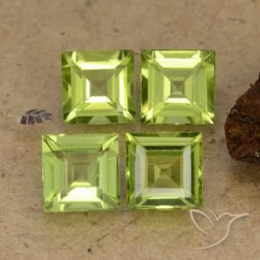 Pedras preciosas de Peridoto verde vivo natural de 2.60 ct, Quadrado, VS