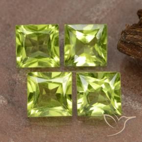 Pedras preciosas de Peridoto Verde amarelado natural de 3.00 ct, Quadrado, VVS-VS