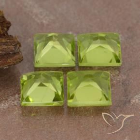 Pedras preciosas de Peridoto Verde amarelado natural de 3.00 ct, Quadrado, VVS-VS