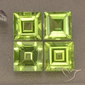 Pedras preciosas de Peridoto Verde amarelado natural de 4.34 ct, Quadrado, VVS-VS