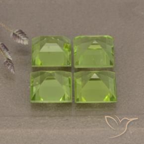 Pedras preciosas de Peridoto Verde amarelado natural de 4.34 ct, Quadrado, VVS-VS