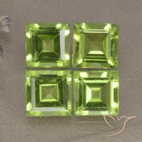 Pedras preciosas de Peridoto Verde amarelado natural de 4.23 ct, Quadrado, VVS-VS