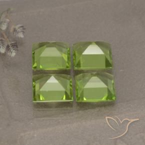 Pedras preciosas de Peridoto Verde amarelado natural de 4.23 ct, Quadrado, VVS-VS