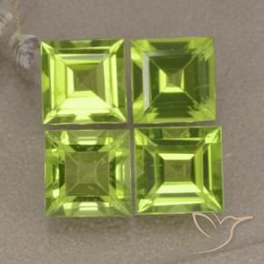 Pedras preciosas de Peridoto Verde amarelado natural de 4.41 ct, Quadrado, VVS-VS