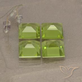 Pedras preciosas de Peridoto Verde amarelado natural de 4.41 ct, Quadrado, VVS-VS