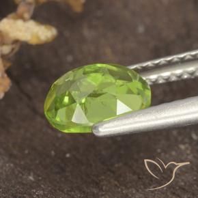 Peridoto Verde amarelado vivo Natural 1.18ct, oval, VS