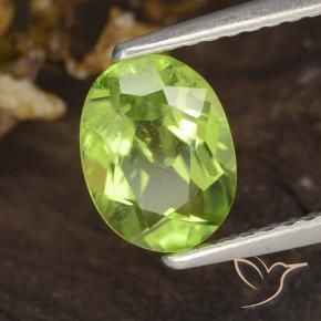 Peridoto verde vivo Natural 1.38ct, oval, VS