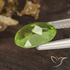 Peridoto verde vivo Natural 1.38ct, oval, VS