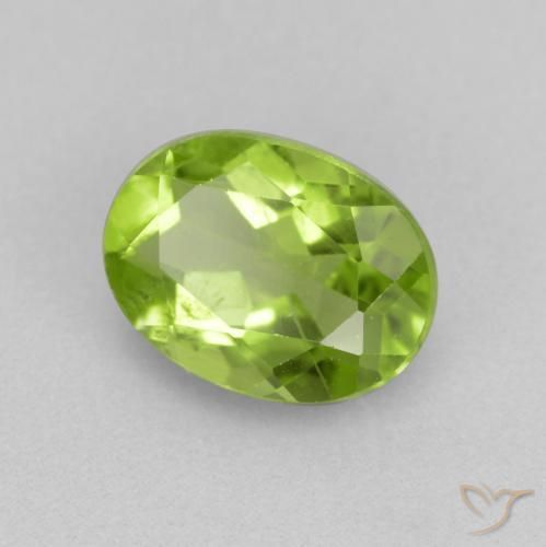 Peridoto verde vivo Natural 1.37ct, oval, VS