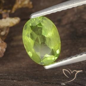Peridoto Verde amarelado vivo Natural 1.20ct, oval, VS