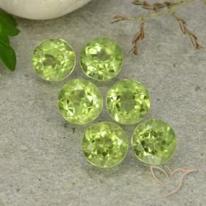 Pedras preciosas de Peridoto Verde Médio-Claro natural de 3.09 ct, Redondo, VVS-VS