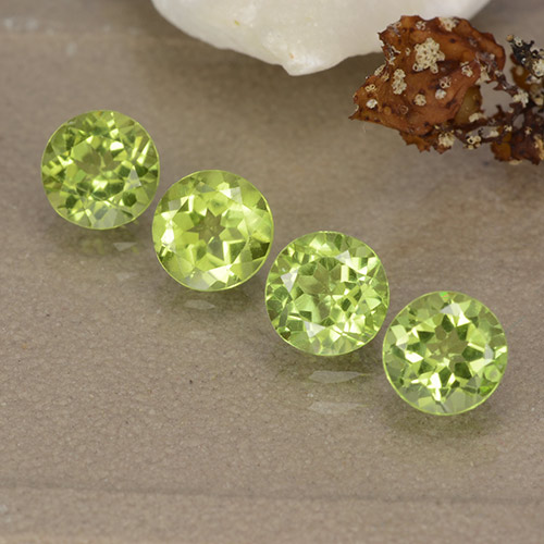 Pedras preciosas de peridoto verde natural de 1,99 ct, corte redondo, VVS-VS