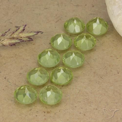Pedras preciosas de Peridoto Verde limão natural de 4.75 ct, Redondo, VVS-VS