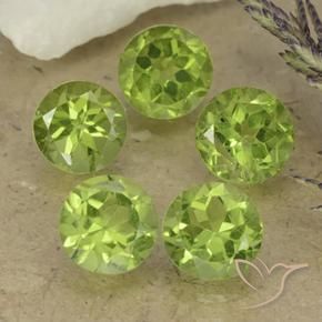 Pedras preciosas de Peridoto Verde Vivo Claro natural de 4.75 ct, Redondo, VVS-VS