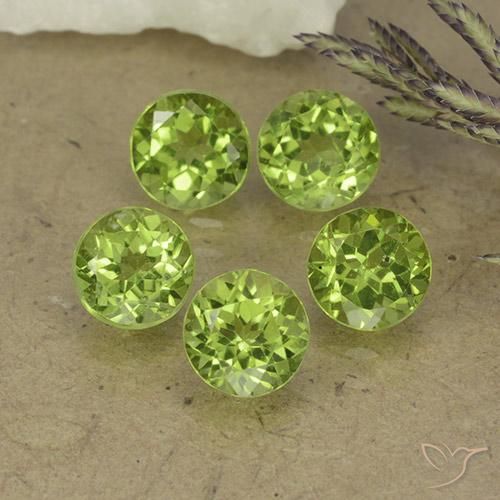 Pedras preciosas de Peridoto Verde Vivo Claro natural de 4.29 ct, Redondo, VS