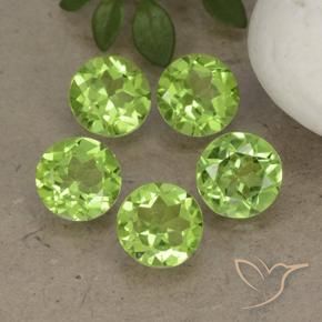 Pedras preciosas de Peridoto Verde Vivo Claro natural de 3.92 ct, Redondo, VS