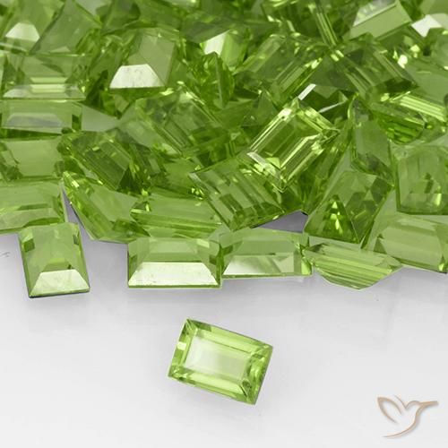 Peridoto Verde médio Natural 0.61ct, baguete, VVS-VS