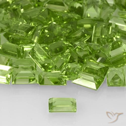 Peridoto Verde médio Natural 0.61ct, baguete, VVS-VS