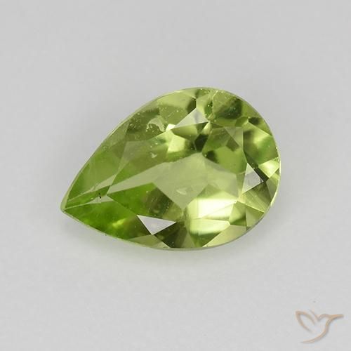 0.60ct Natural Verde médio Peridoto, Formato de pêra, VVS-VS