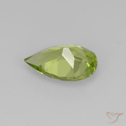Peridoto Verde Vivo Claro Natural 0.44ct, Formato de pêra, VVS-VS
