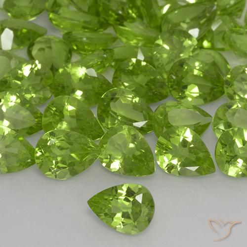 Peridoto Verde amarelado Natural 1.08ct, Formato de pêra, VS