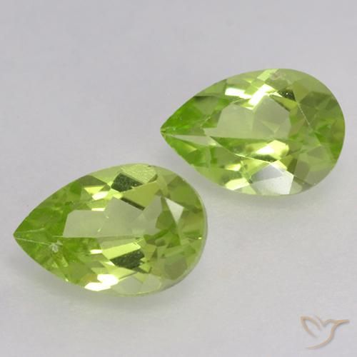 Pedras preciosas de Peridoto Verde Vivo Claro natural de 0.96 ct, Formato de pêra, VVS-VS