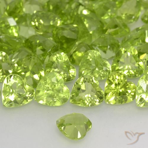 Peridoto Verde amarelado Natural 0.48ct, Coração, VVS-VS