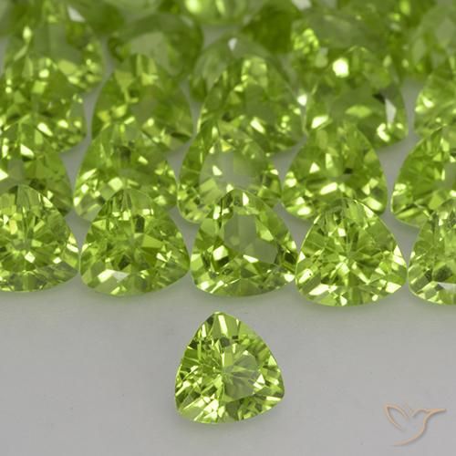 Peridoto verde vivo Natural 0.50ct, Trilhão, VVS-VS