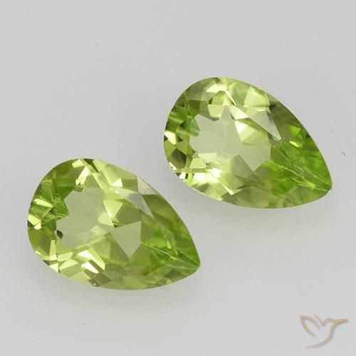 Pedras preciosas de Peridoto Verde Vivo Claro natural de 0.87 ct, Formato de pêra, VVS-VS